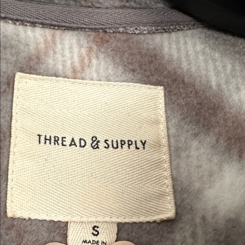 Thread & Supply Soft Gray and Cream Fabric button up. - Picture 2 of 4